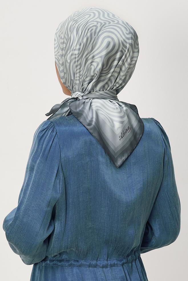 Hijab clothing GREY ALVINA PATTERNED TWILL SCARF 8670 - ALVİNA