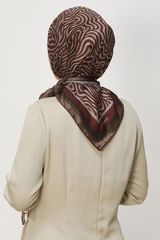 Vêtements hijab BRUN ALVINA ÉCHARPE À MOTIFS 8670 - ALVİNA