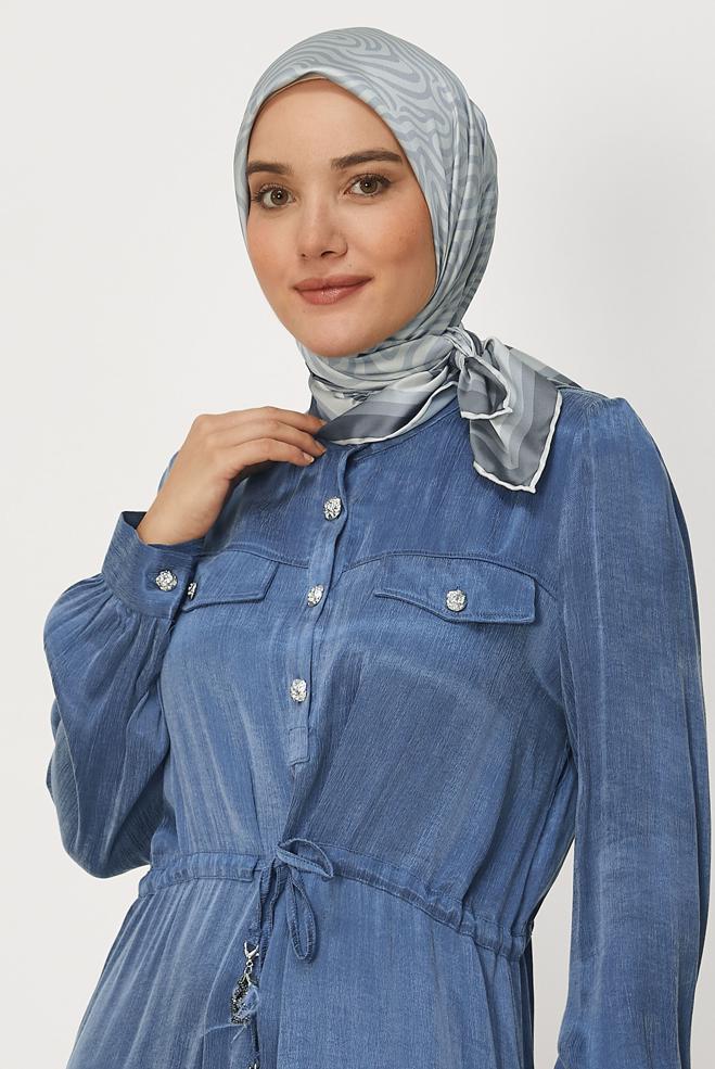 Vêtements hijab ARGENT ALVINA ÉCHARPE À MOTIFS 8670 - ALVİNA