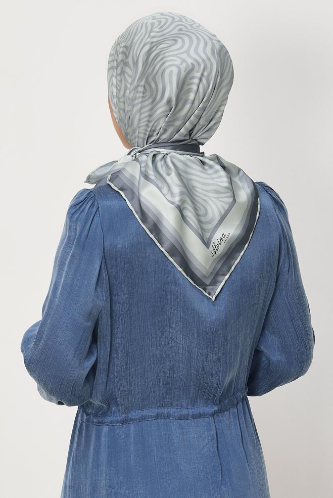 Vêtements hijab ARGENT ALVINA ÉCHARPE À MOTIFS 8670 - ALVİNA