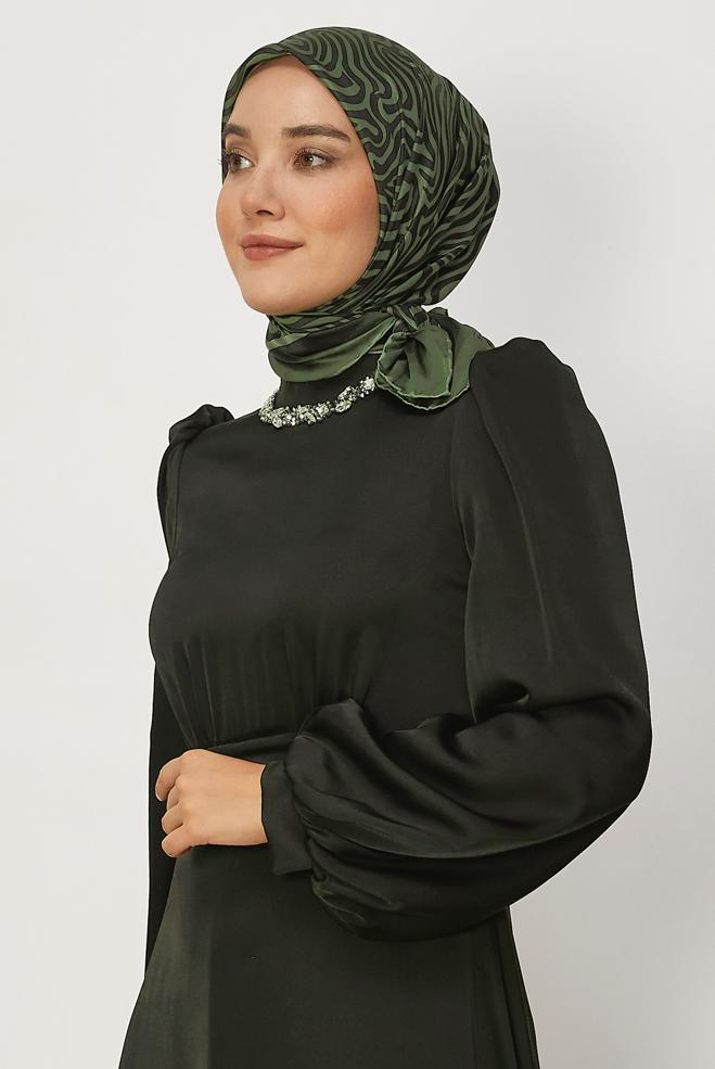 Vêtements hijab KAKI ALVINA ÉCHARPE À MOTIFS 8670 - ALVİNA