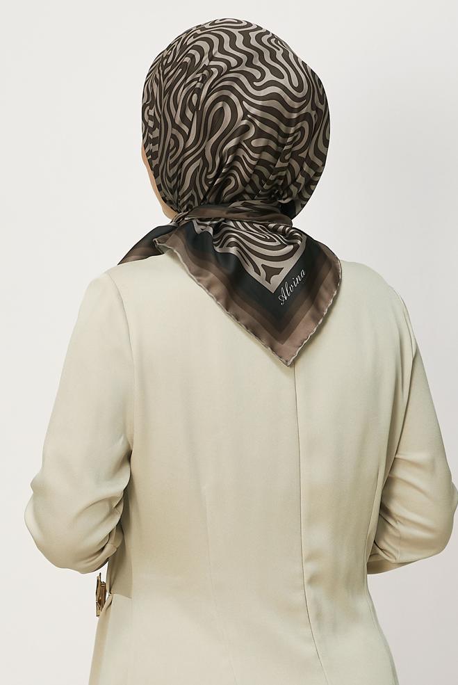 Vêtements hijab BRUN ALVINA ÉCHARPE À MOTIFS 8670 - ALVİNA