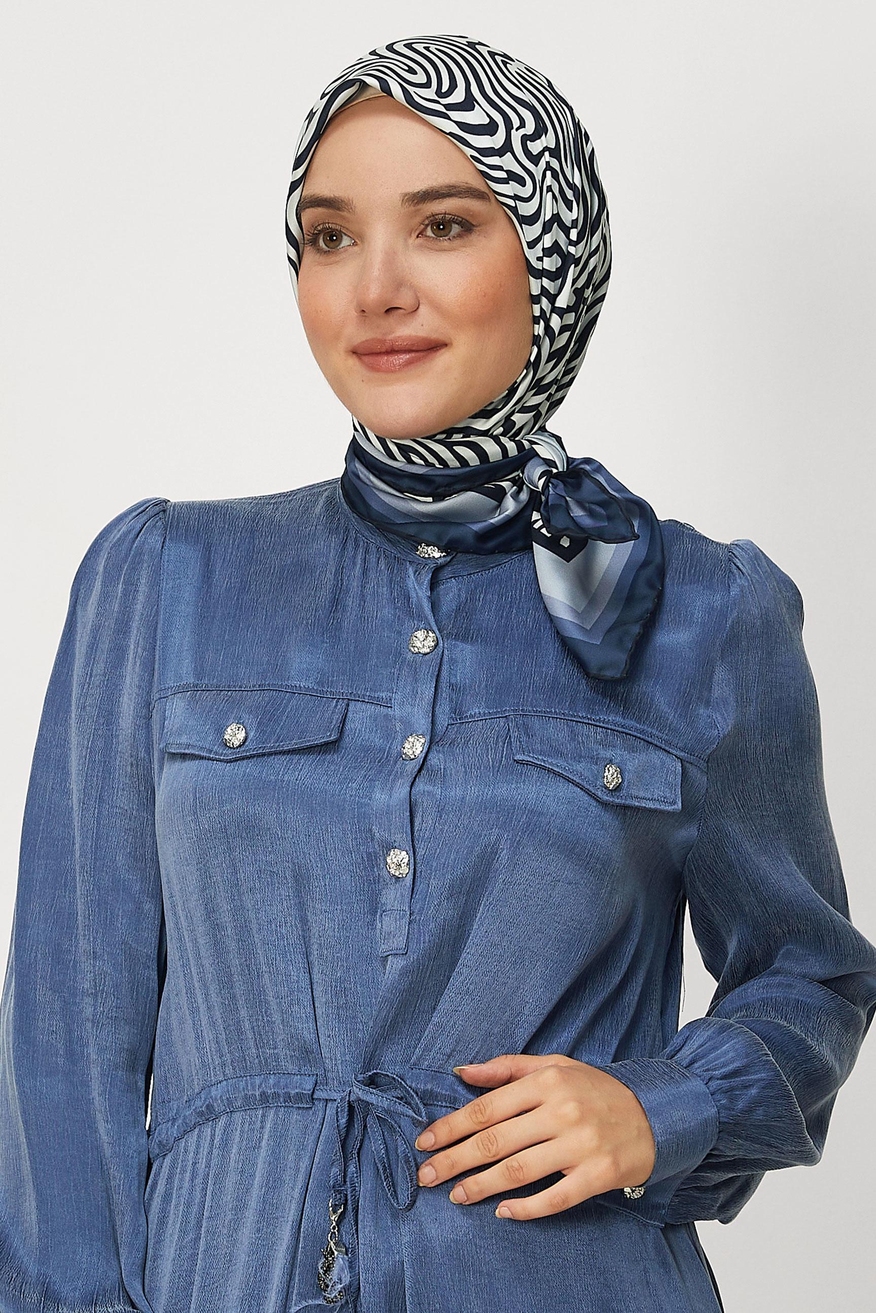 Vêtements hijab BLEU MARINE ALVINA ÉCHARPE À MOTIFS 8670