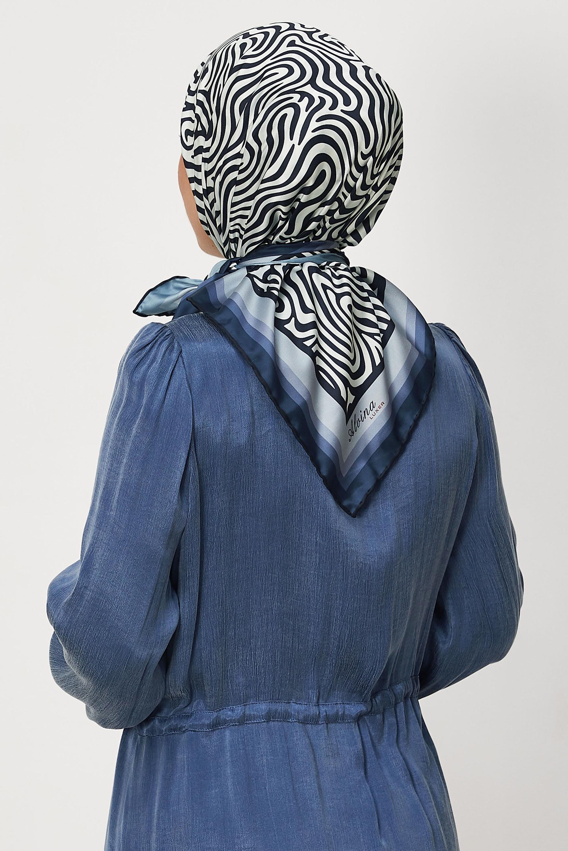 Vêtements hijab BLEU MARINE ALVINA ÉCHARPE À MOTIFS 8670