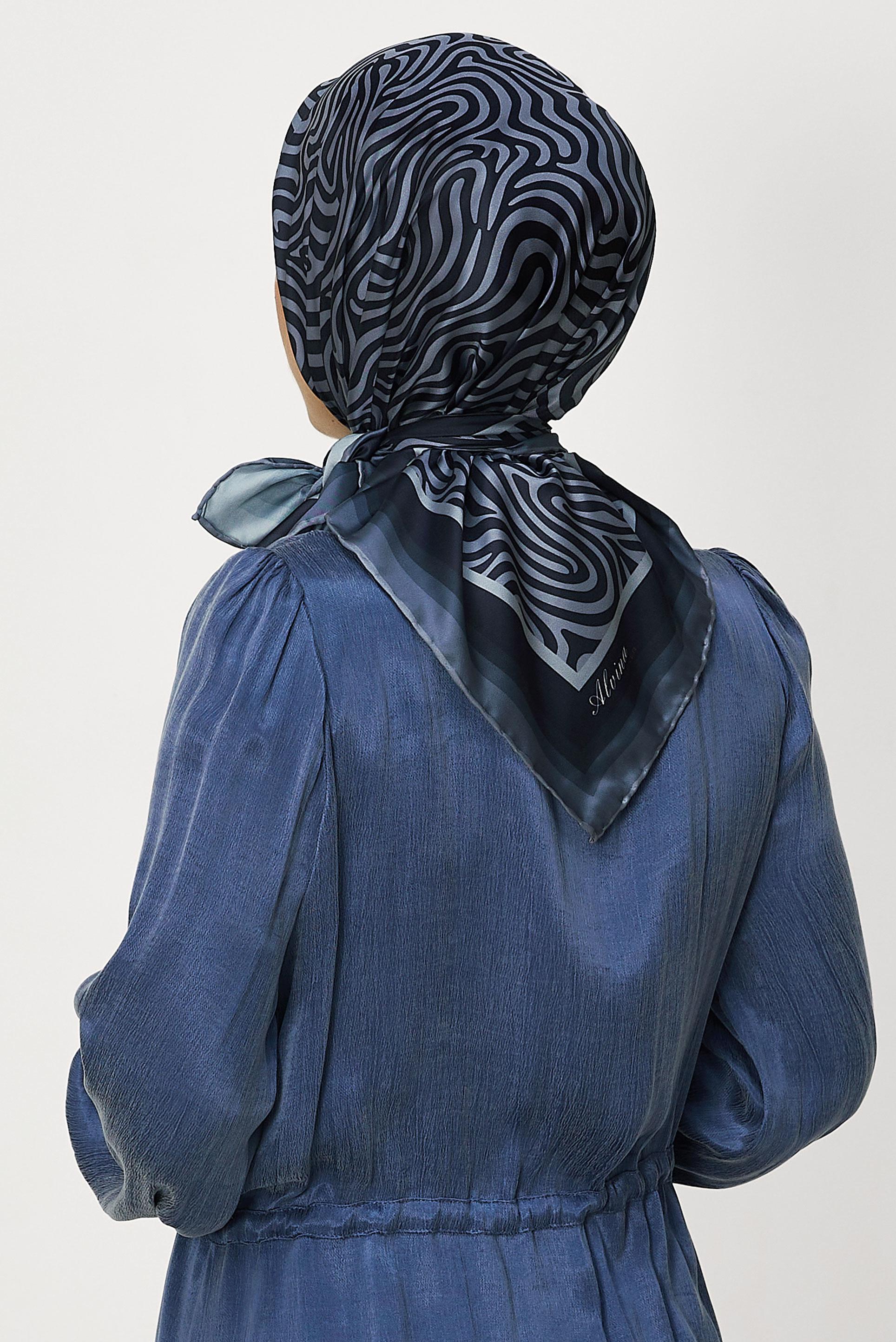 Vêtements hijab BLEU MARINE ALVINA ÉCHARPE À MOTIFS 8670