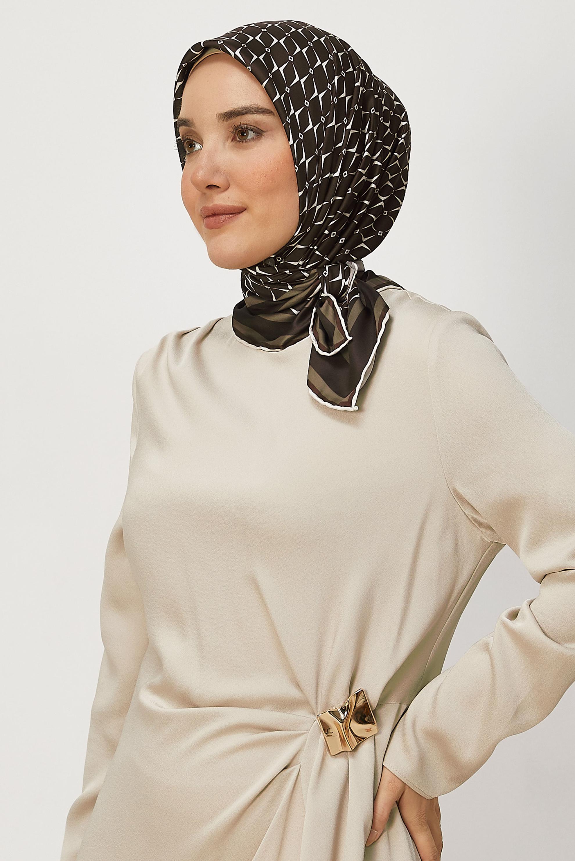 Tesettür giyim KAHVE ALVİNA TWİLL EŞARP 8671