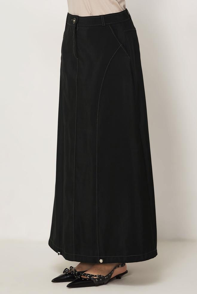 Hijab-Kleidung SCHWARZ FALLSCHIRMSTOFF ROCK 60750 - ALVİNA
