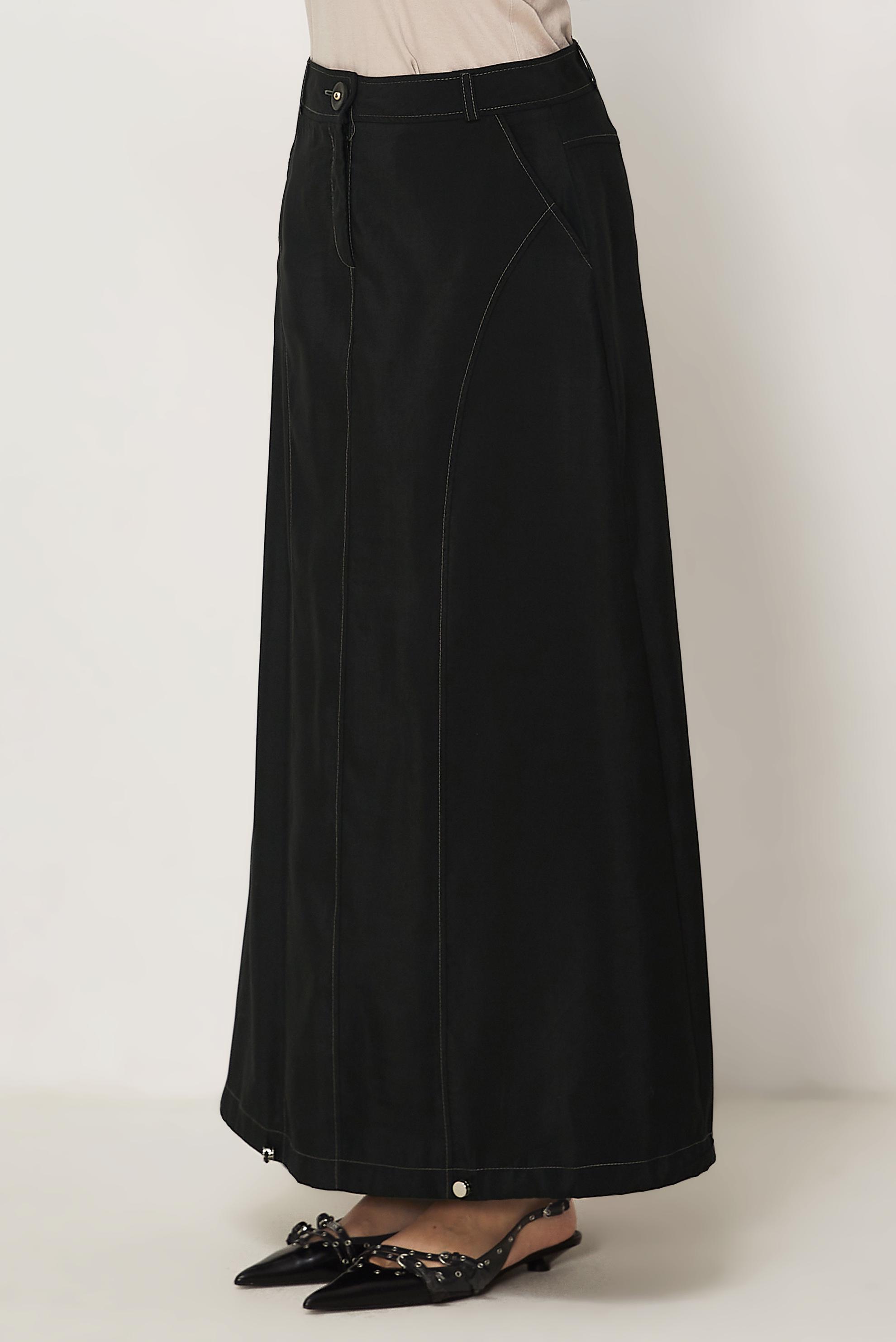 Hijab-Kleidung SCHWARZ FALLSCHIRMSTOFF ROCK 60750