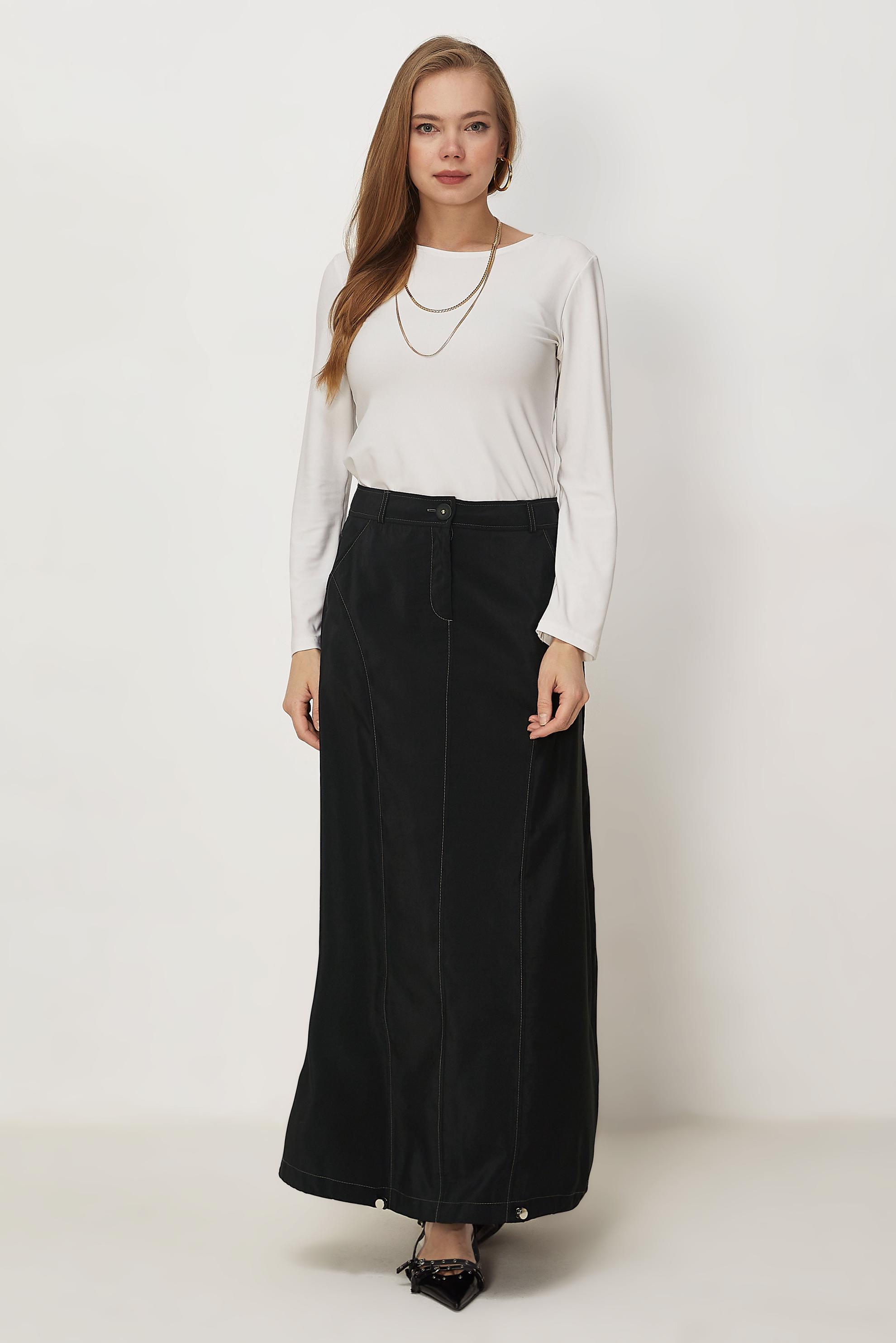 Hijab-Kleidung SCHWARZ FALLSCHIRMSTOFF ROCK 60750