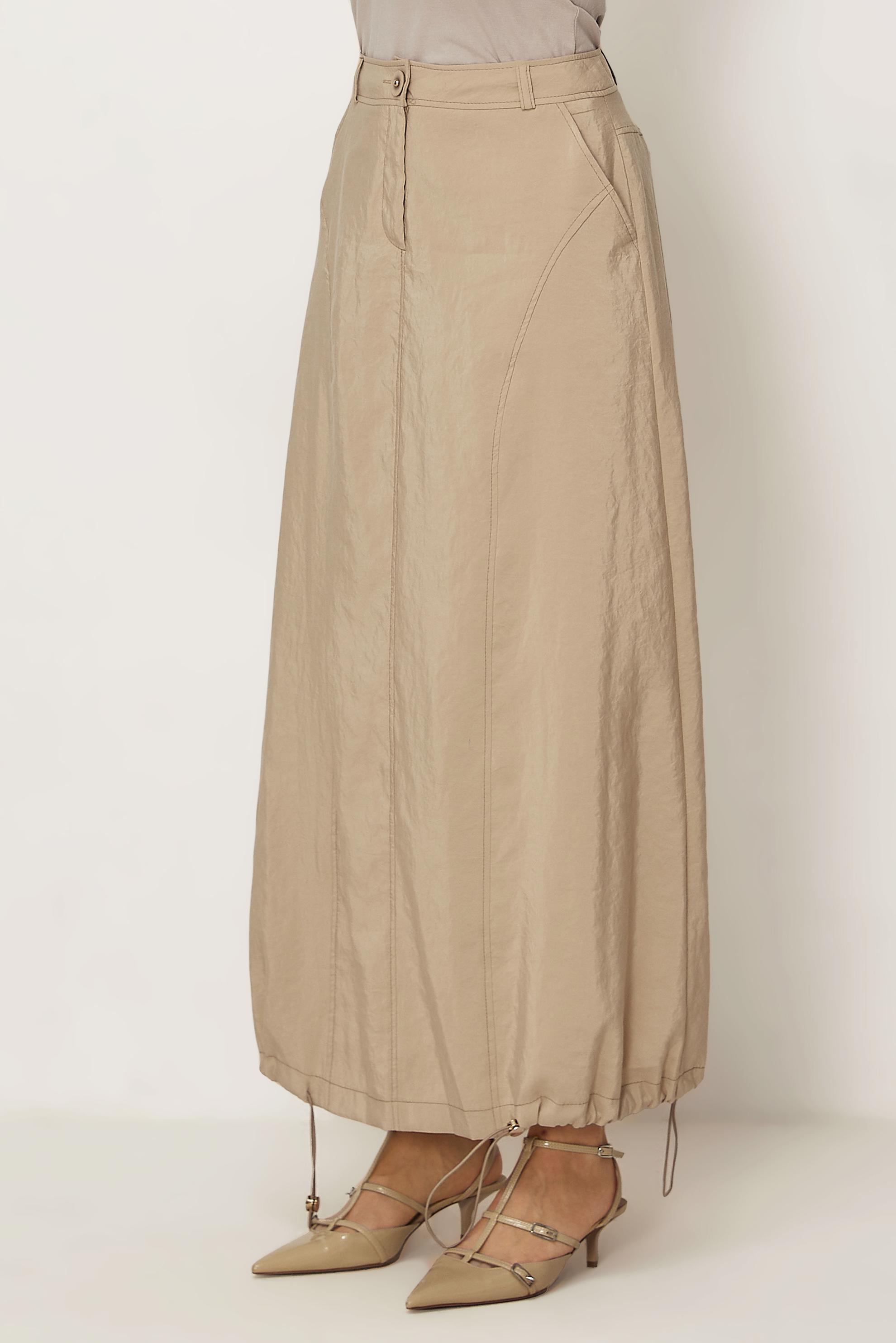 Tesettür giyim BEJ PARAŞÜT KUMAŞ ETEK 60750