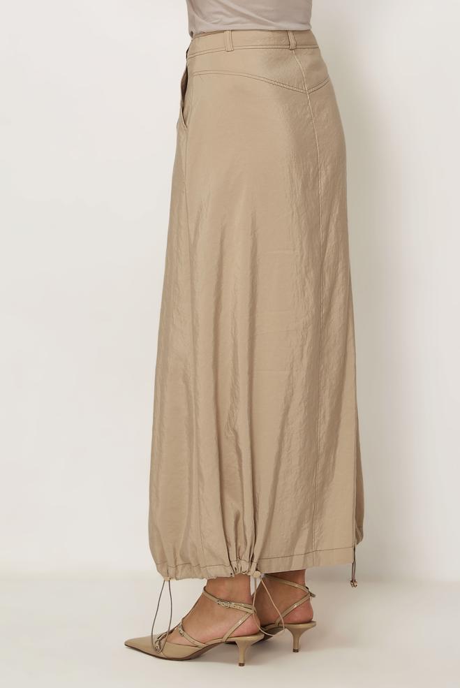 Hijab-Kleidung BEIGE FALLSCHIRMSTOFF ROCK 60750 - ALVİNA