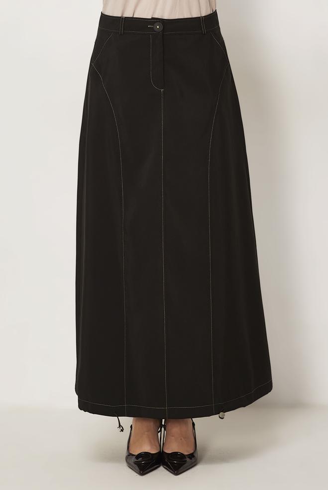 Hijab-Kleidung BRAUN FALLSCHIRMSTOFF ROCK 60750 - ALVİNA