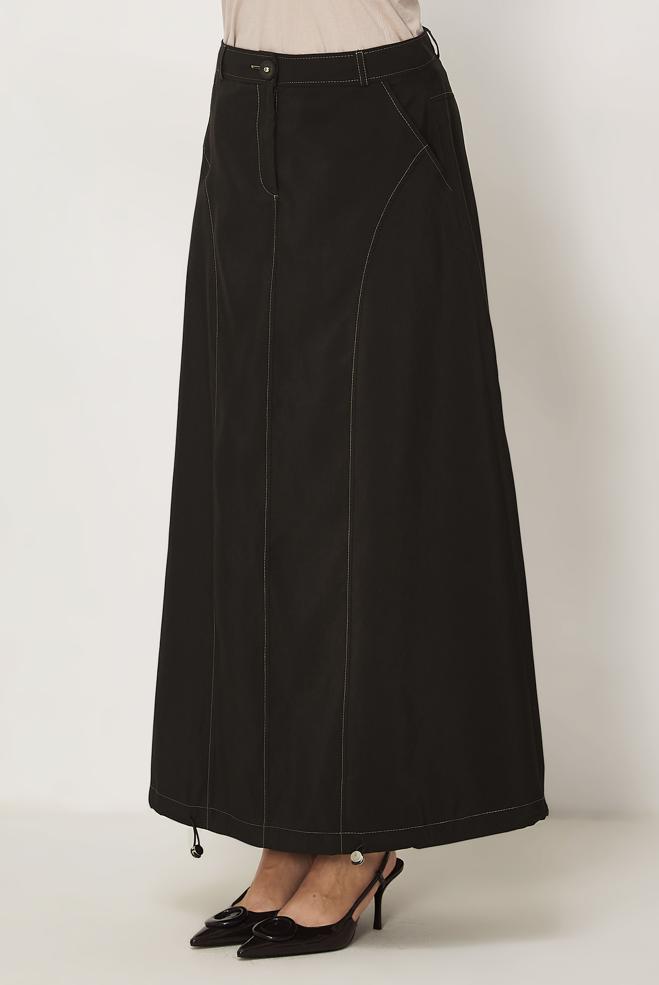 Hijab-Kleidung BRAUN FALLSCHIRMSTOFF ROCK 60750 - ALVİNA