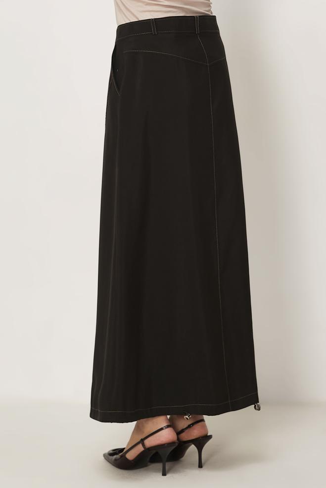 Hijab-Kleidung BRAUN FALLSCHIRMSTOFF ROCK 60750 - ALVİNA