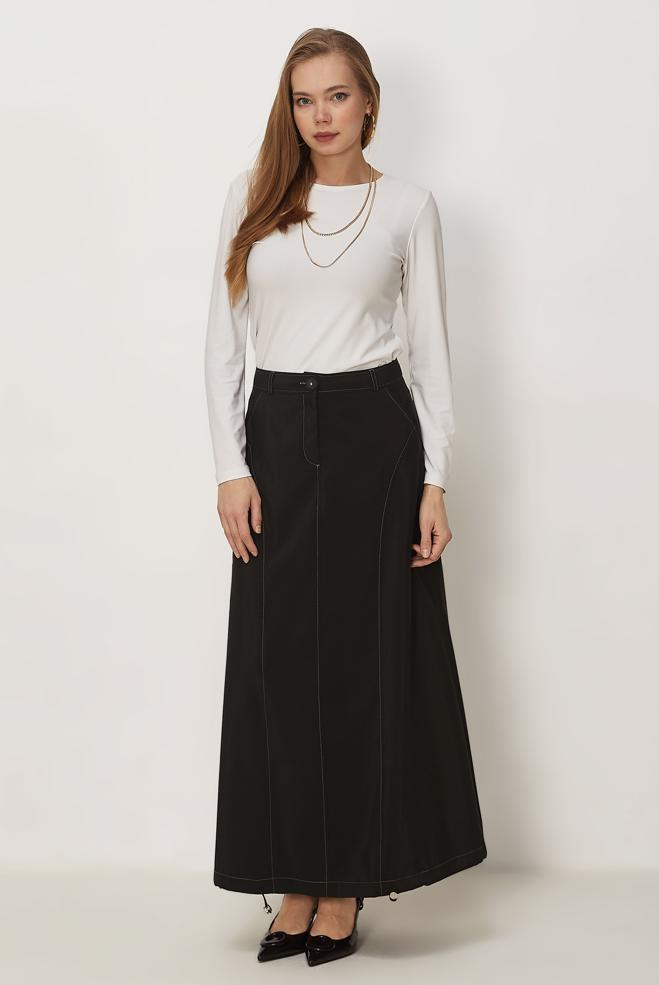 Hijab-Kleidung BRAUN FALLSCHIRMSTOFF ROCK 60750 - ALVİNA