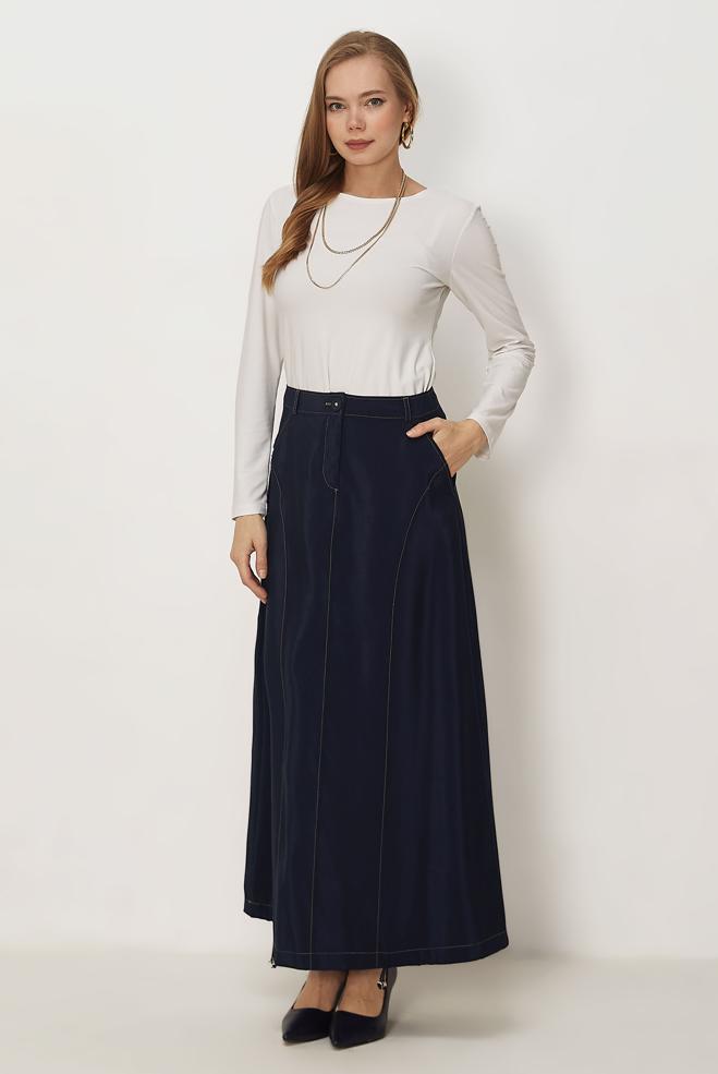 Hijab-Kleidung NAVY BLAU FALLSCHIRMSTOFF ROCK 60750 - ALVİNA