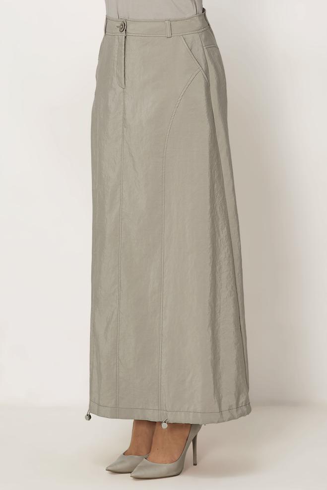 Hijab-Kleidung BEIGE FALLSCHIRMSTOFF ROCK 60750 - ALVİNA