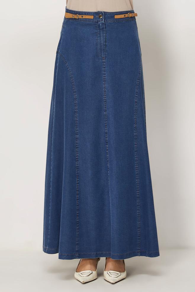 Vêtements hijab BLEU JUPE EN JEAN 60752 - ALVİNA