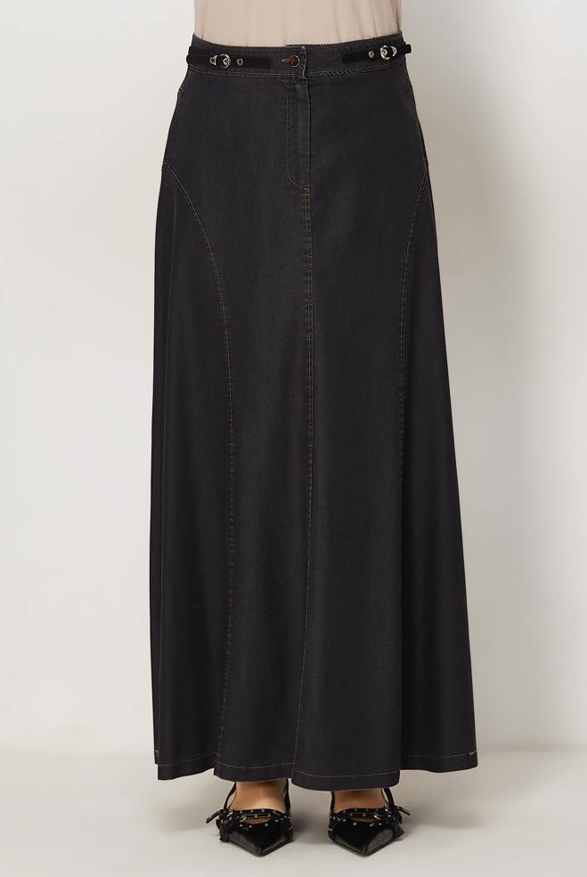 Vêtements hijab GRIS JUPE EN JEAN 60752 - ALVİNA
