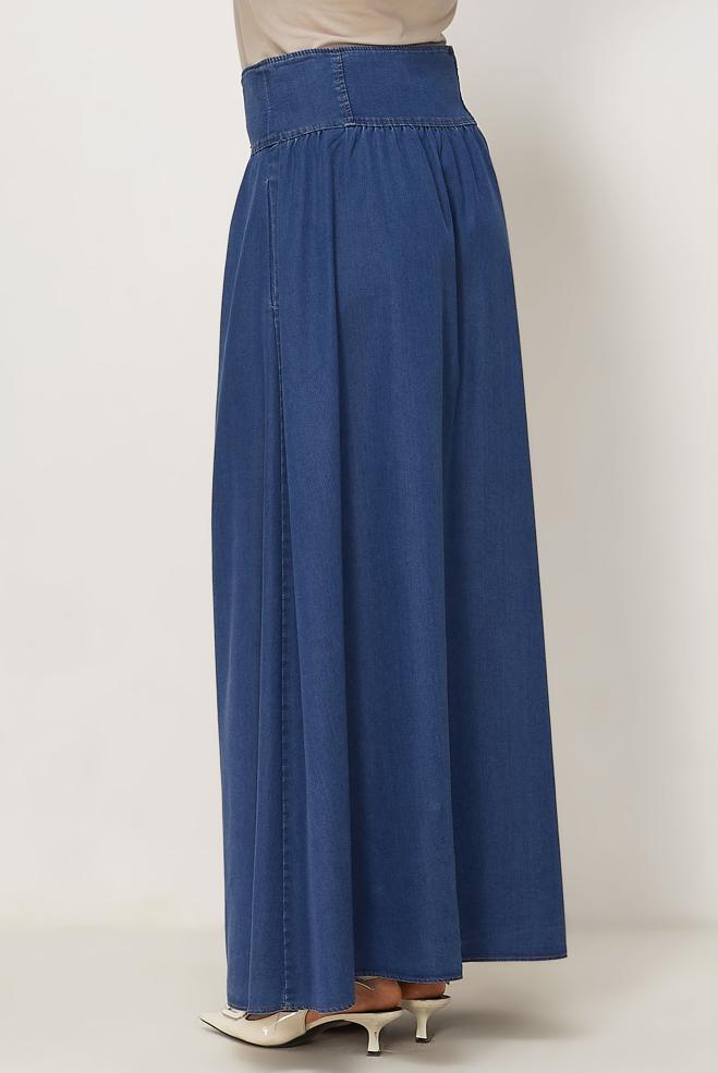 Vêtements hijab BLEU JUPE EN JEAN BOUTONNÉE 60753 - ALVİNA