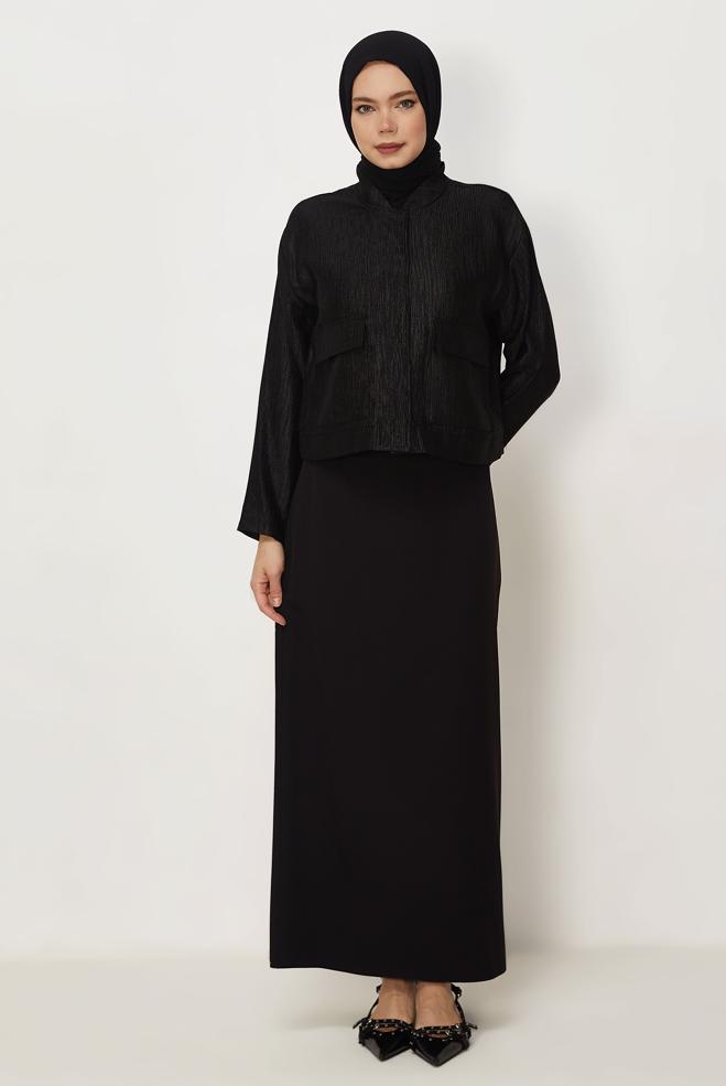 Hijab-Kleidung SCHWARZ GERADE GESCHNITTENER ROCK 60754 - ALVİNA