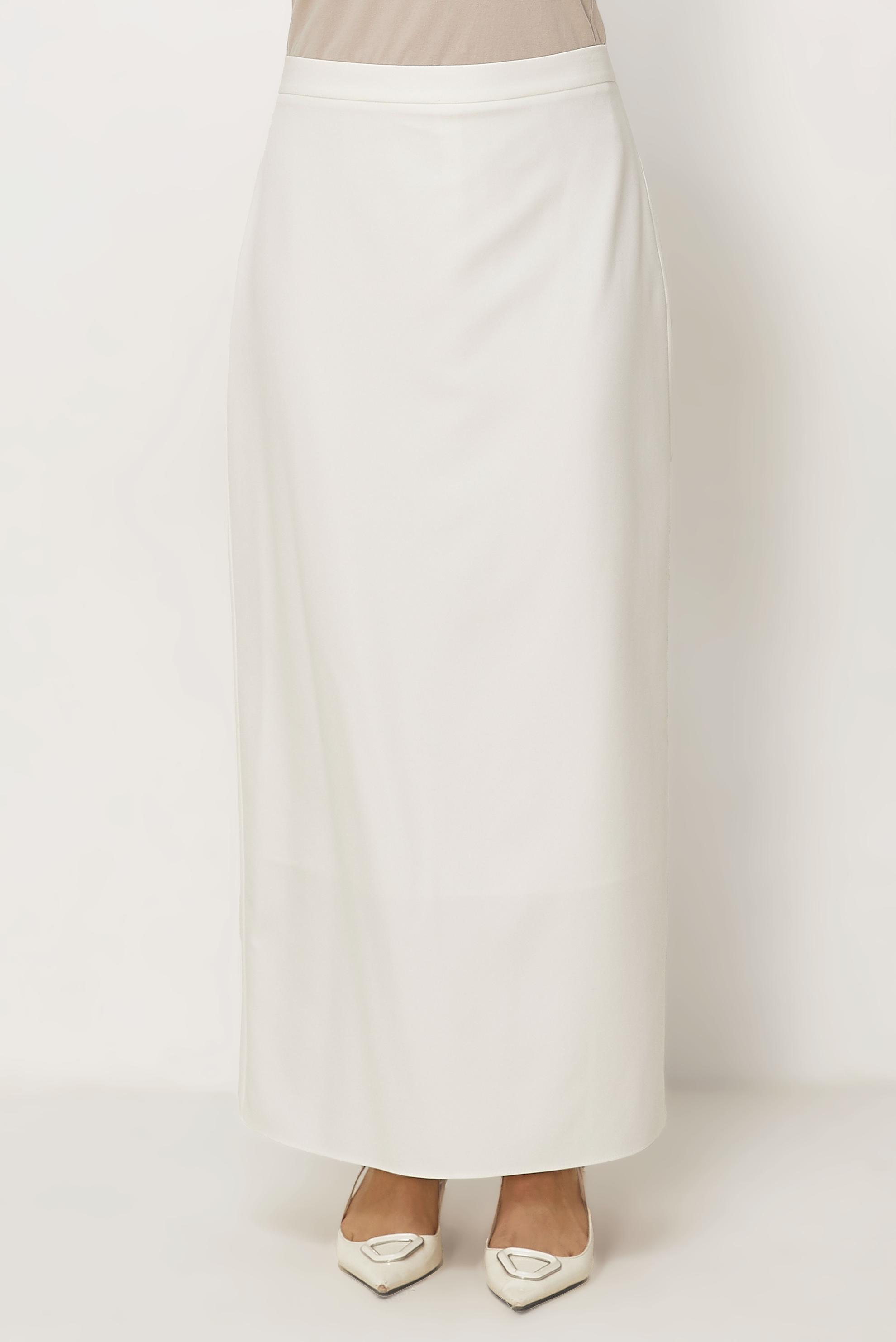 Tesettür giyim BEYAZ DÜZ KESİM ETEK 60754