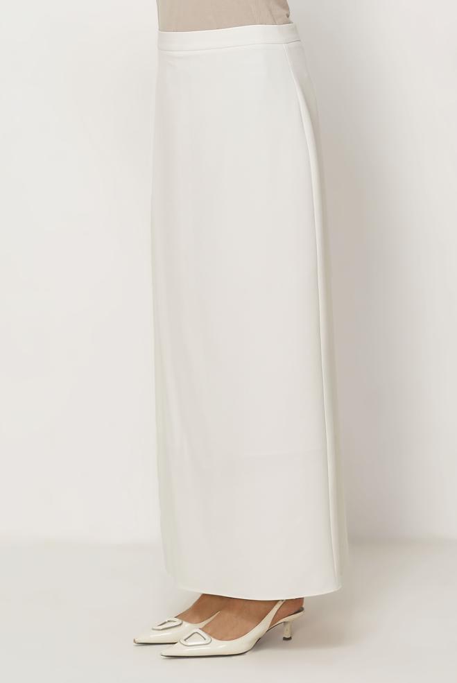 Hijab-Kleidung WEISS GERADE GESCHNITTENER ROCK 60754 - ALVİNA