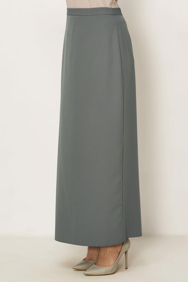 Hijab-Kleidung GRAU GERADE GESCHNITTENER ROCK 60754 - ALVİNA