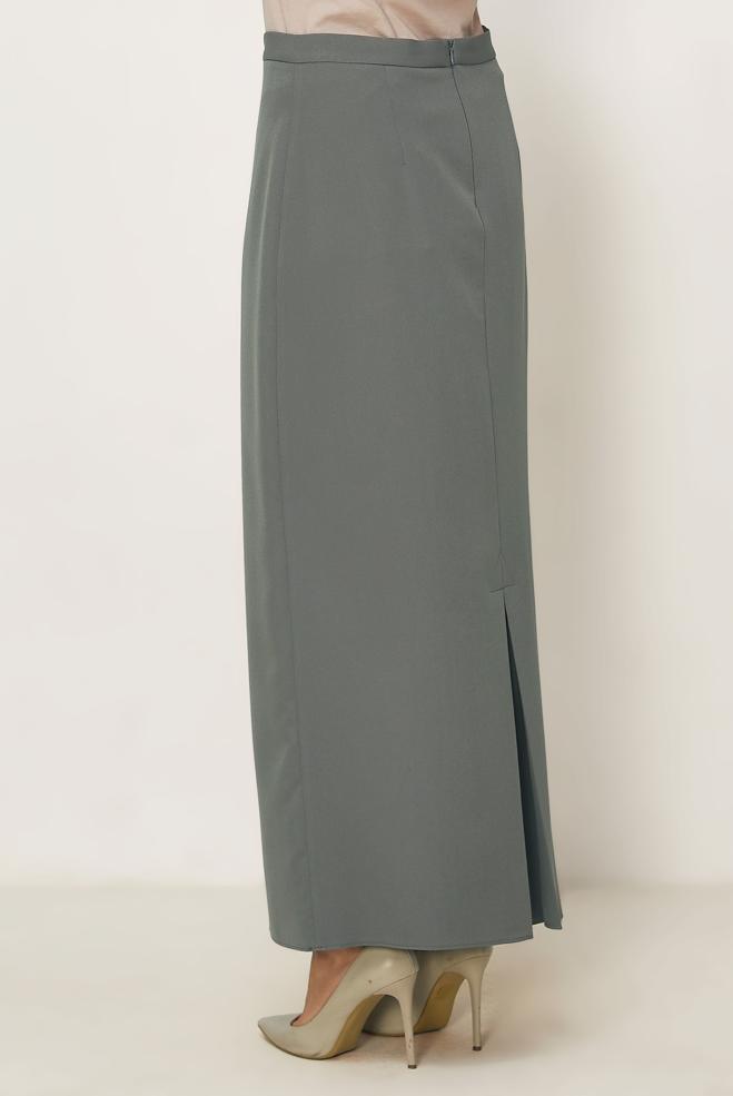 Hijab-Kleidung GRAU GERADE GESCHNITTENER ROCK 60754 - ALVİNA