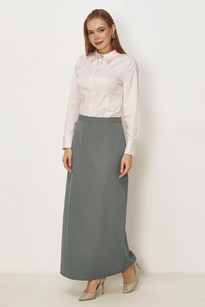 Hijab-Kleidung GRAU GERADE GESCHNITTENER ROCK 60754 - ALVİNA