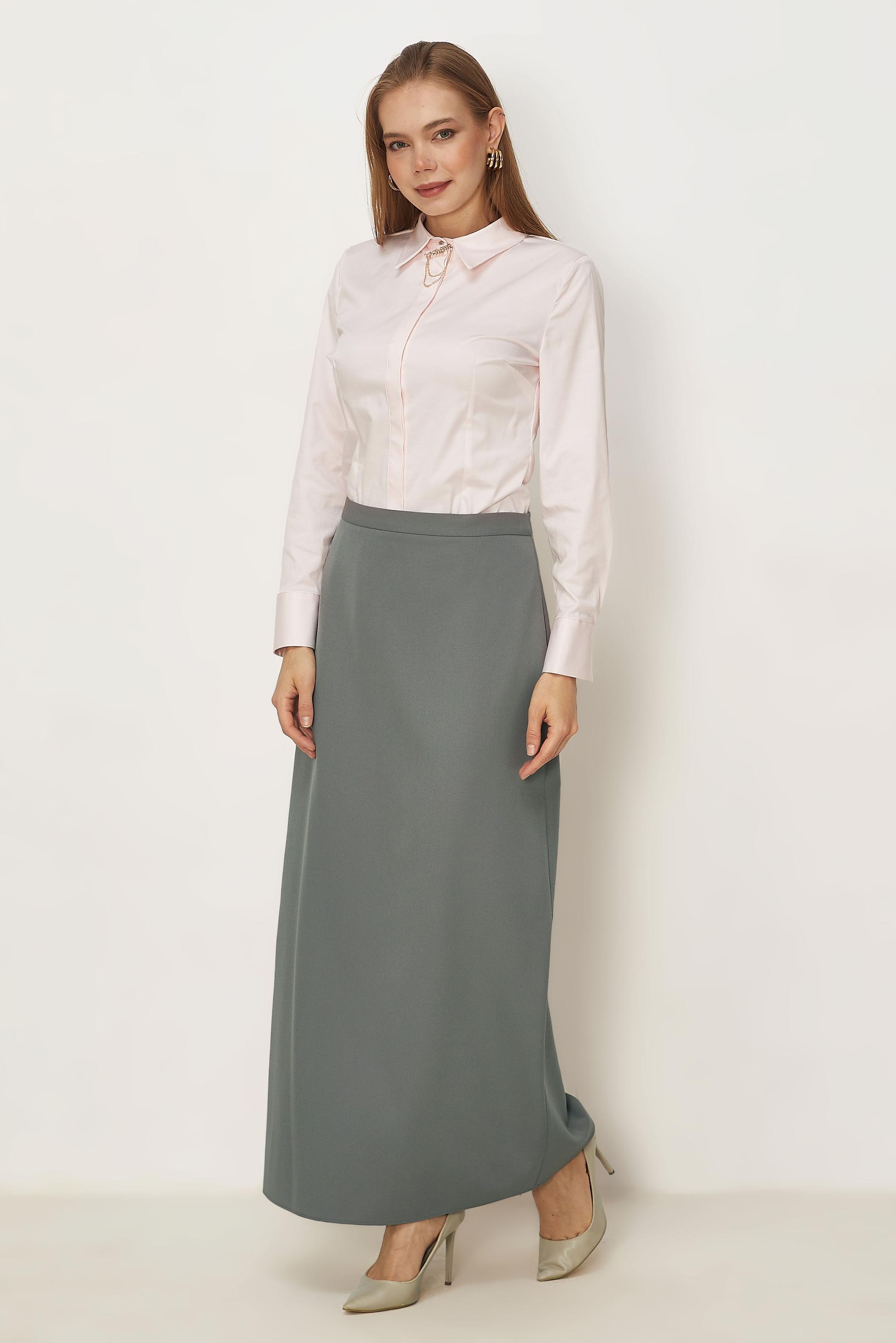 Hijab-Kleidung GRAU GERADE GESCHNITTENER ROCK 60754