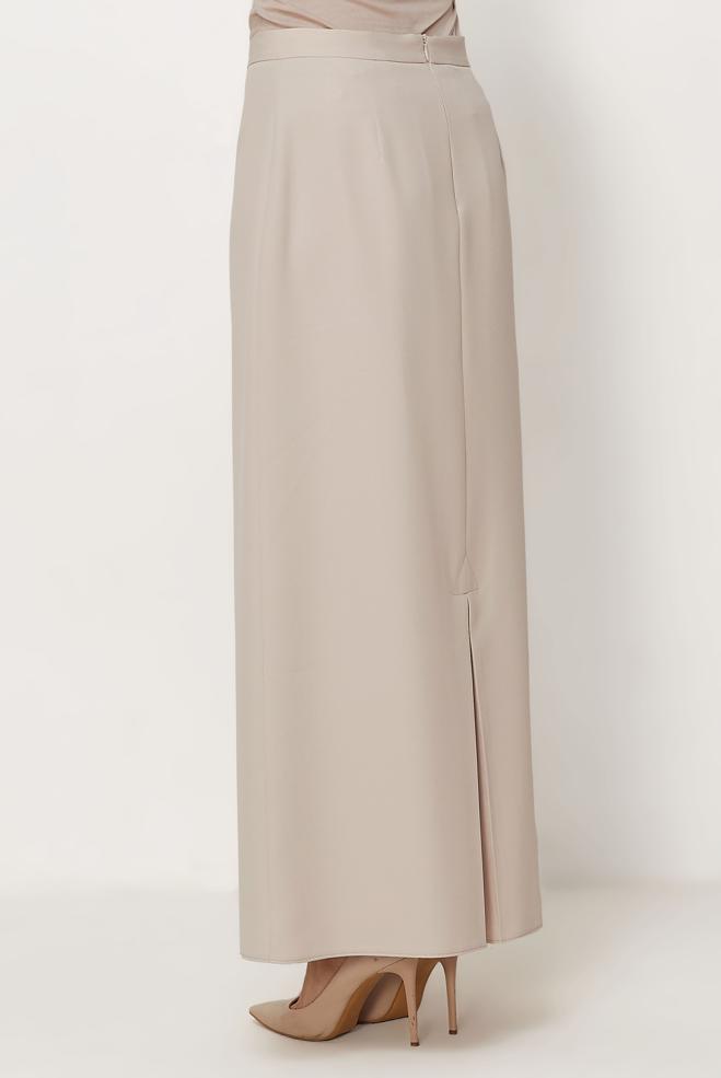 Hijab-Kleidung BEIGE GERADE GESCHNITTENER ROCK 60754 - ALVİNA