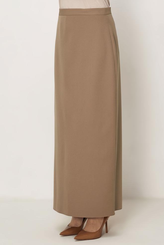 Hijab-Kleidung BRAUN GERADE GESCHNITTENER ROCK 60754 - ALVİNA