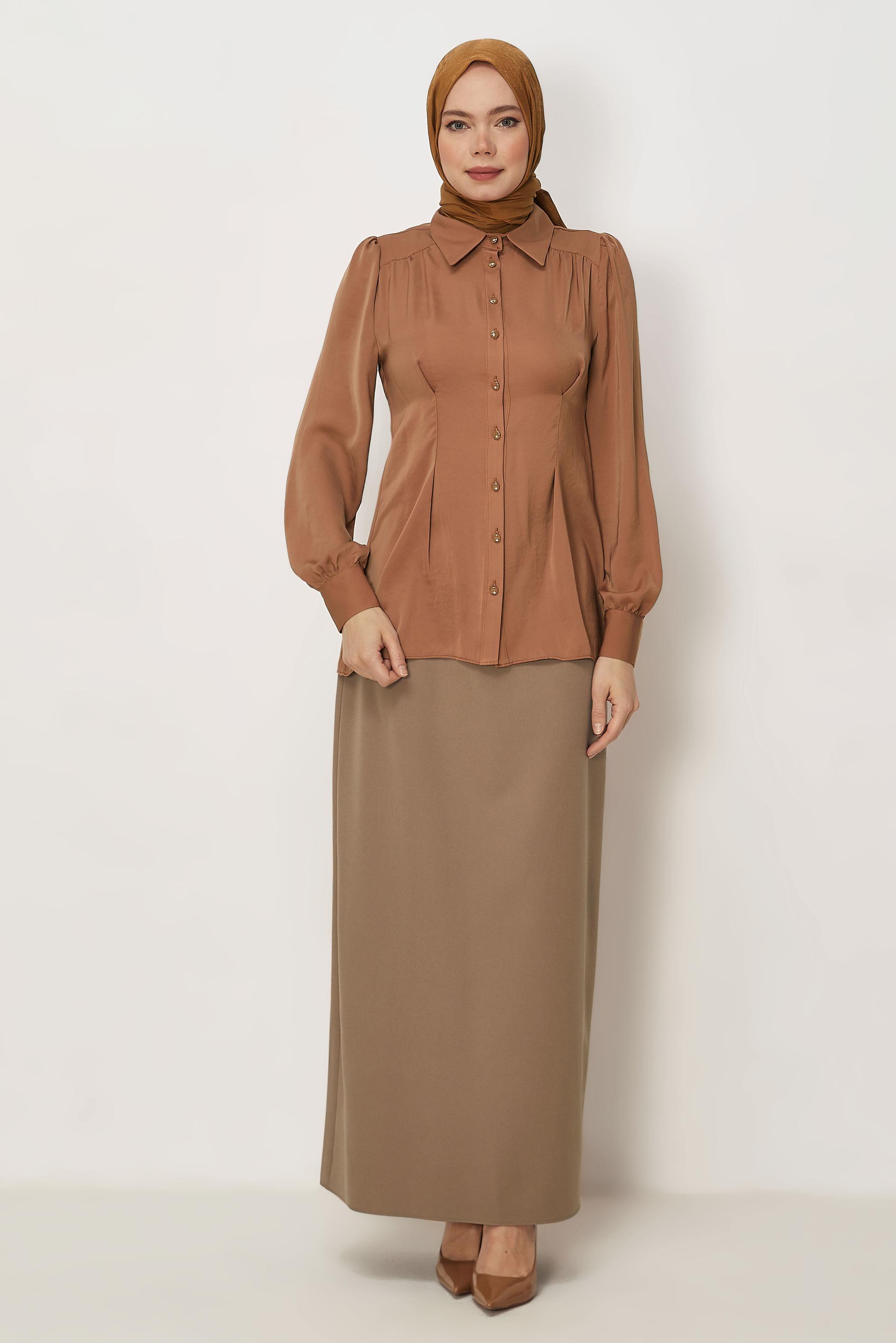 Hijab-Kleidung BRAUN GERADE GESCHNITTENER ROCK 60754