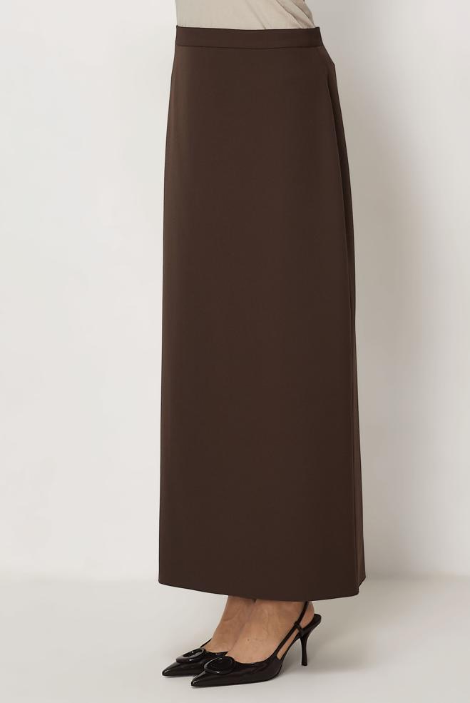 Hijab-Kleidung BRAUN GERADE GESCHNITTENER ROCK 60754 - ALVİNA