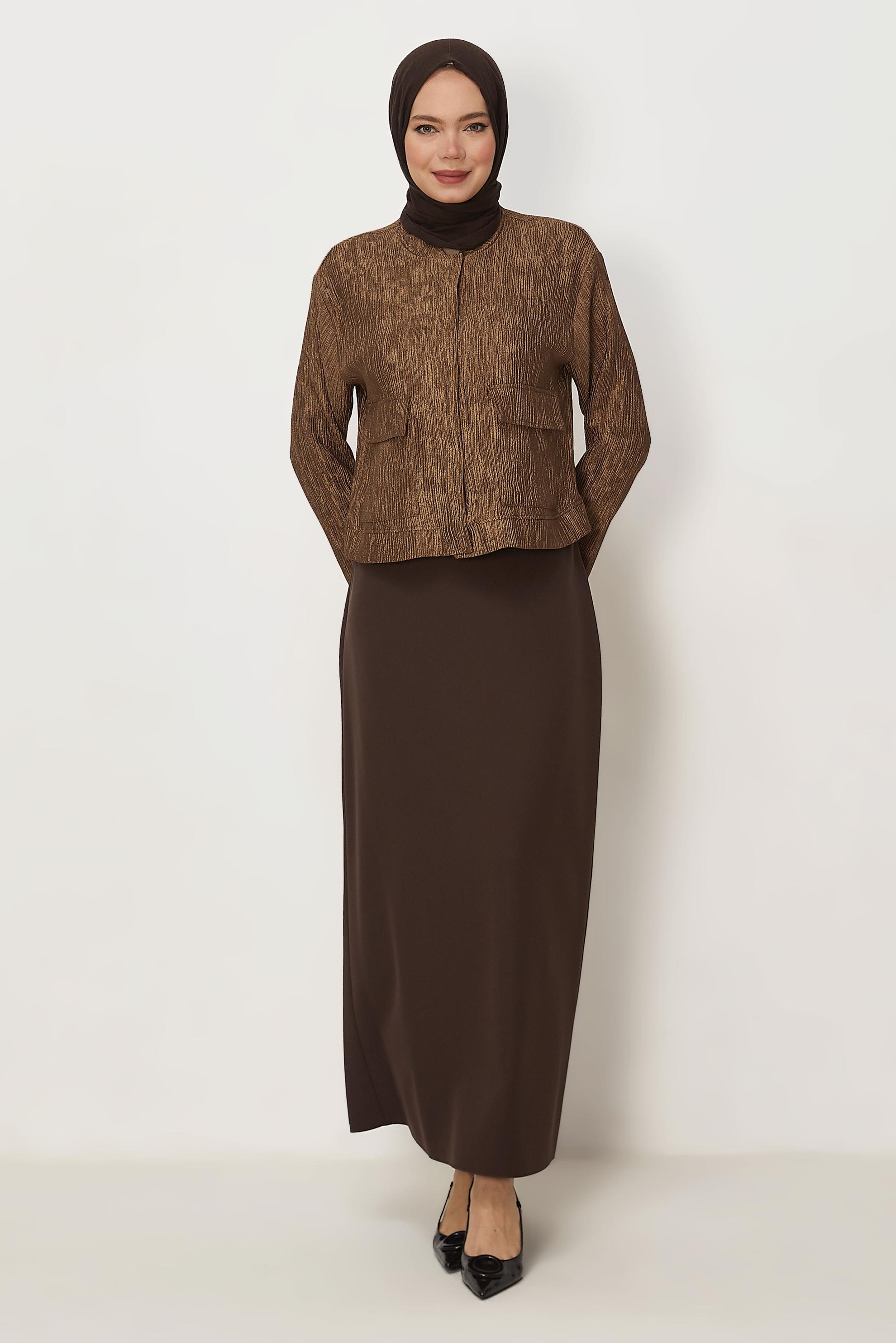 Hijab-Kleidung BRAUN GERADE GESCHNITTENER ROCK 60754