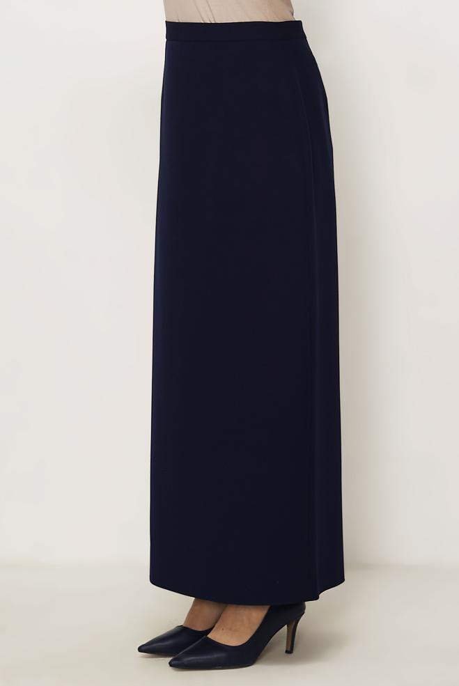 Hijab-Kleidung NAVY BLAU GERADE GESCHNITTENER ROCK 60754 - ALVİNA