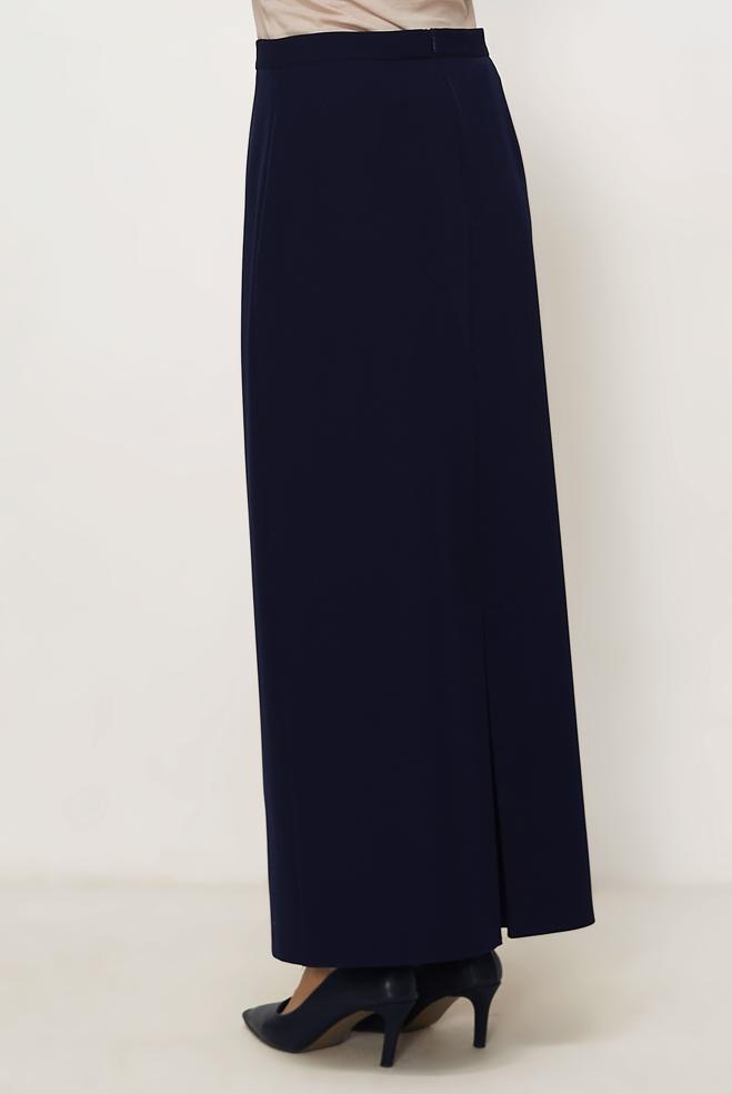 Hijab-Kleidung NAVY BLAU GERADE GESCHNITTENER ROCK 60754 - ALVİNA