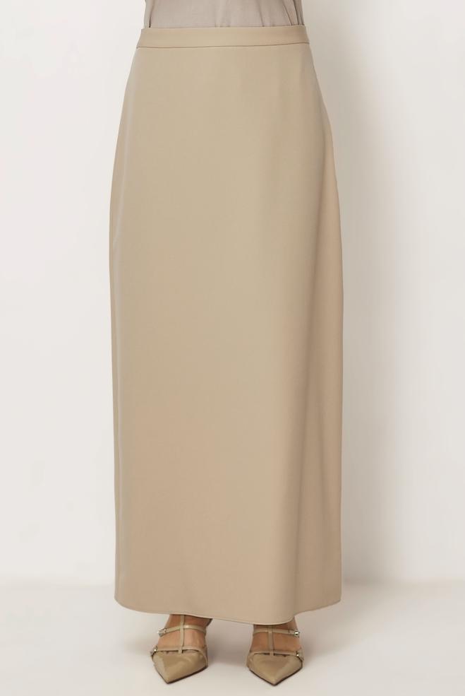 Hijab-Kleidung BEIGE GERADE GESCHNITTENER ROCK 60754 - ALVİNA