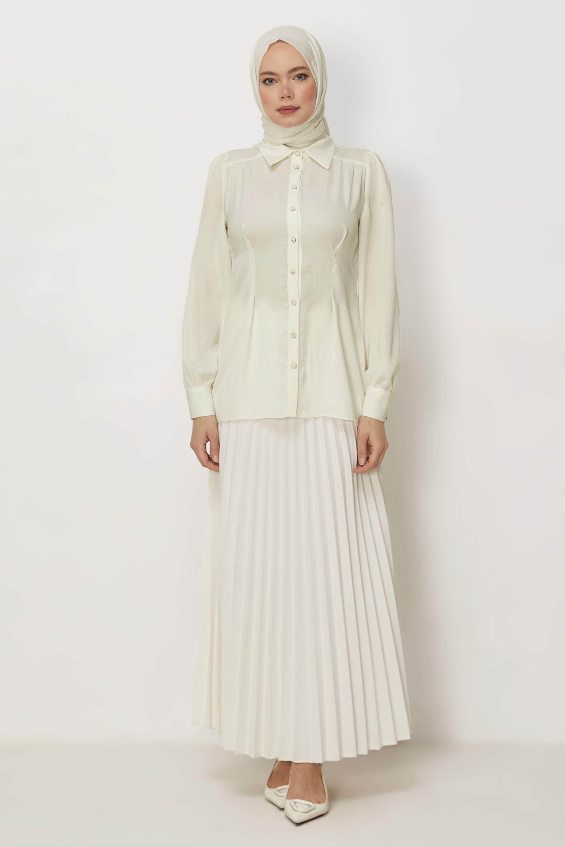 Hijab-Kleidung WEISS FALTENROCK 60755