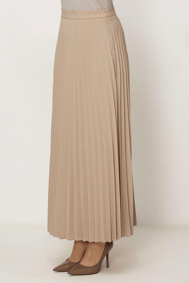 Hijab-Kleidung BEIGE FALTENROCK 60755 - ALVİNA