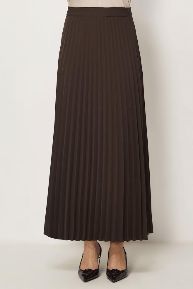 Hijab-Kleidung BRAUN FALTENROCK 60755 - ALVİNA