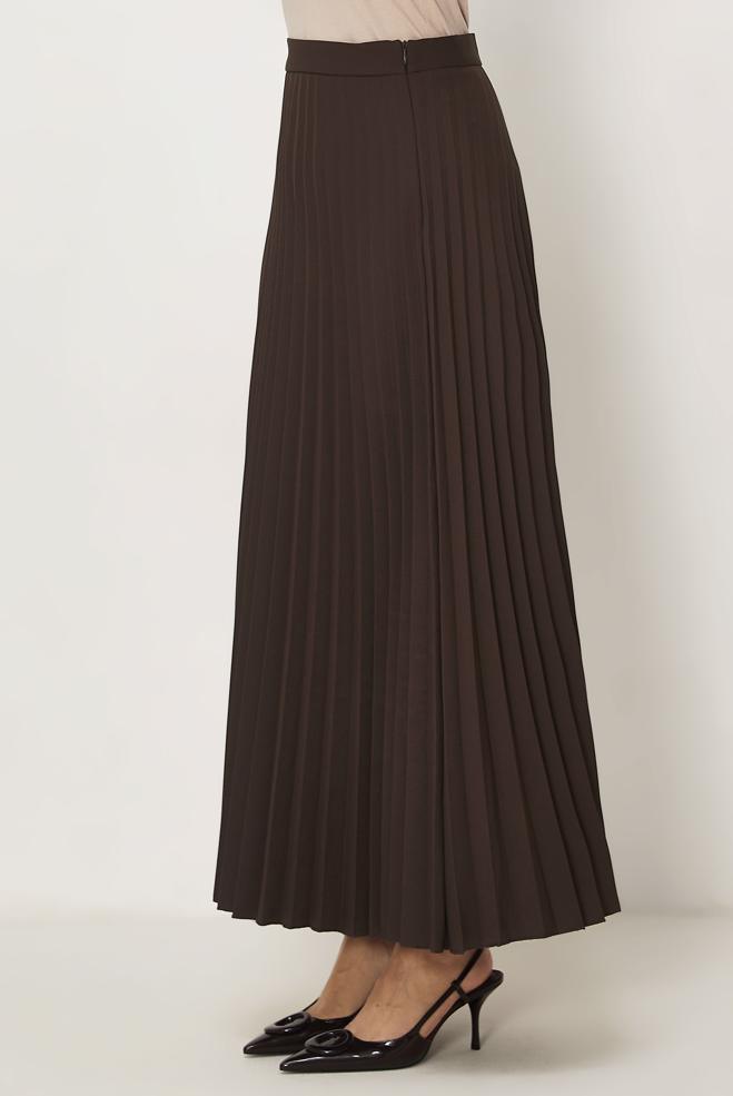 Hijab-Kleidung BRAUN FALTENROCK 60755 - ALVİNA