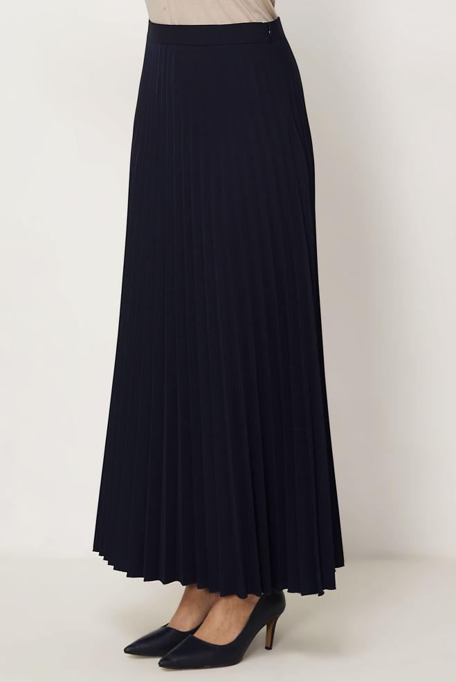 Hijab-Kleidung NAVY BLAU FALTENROCK 60755 - ALVİNA