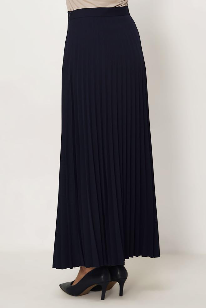 Hijab-Kleidung NAVY BLAU FALTENROCK 60755 - ALVİNA