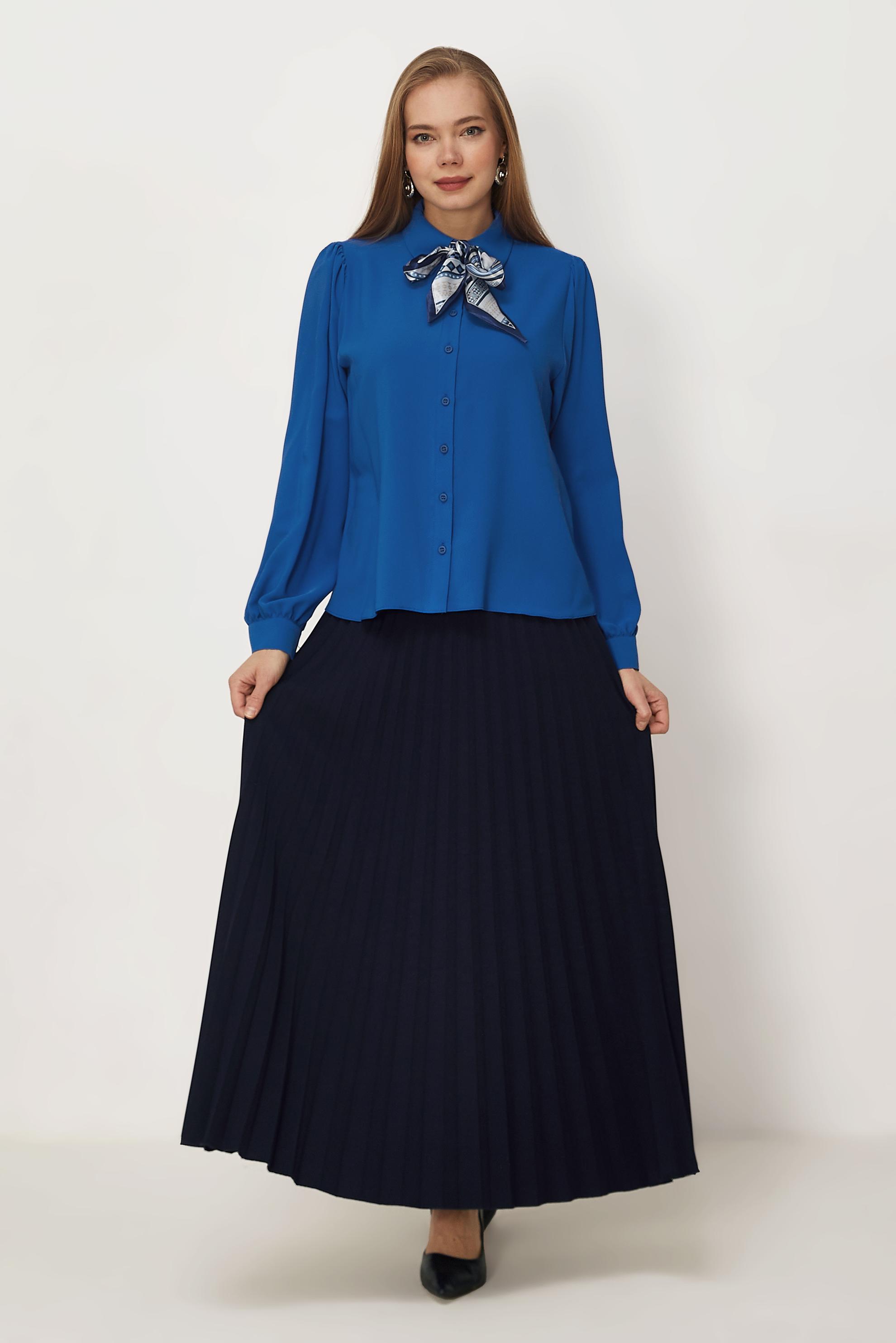 Hijab-Kleidung NAVY BLAU FALTENROCK 60755