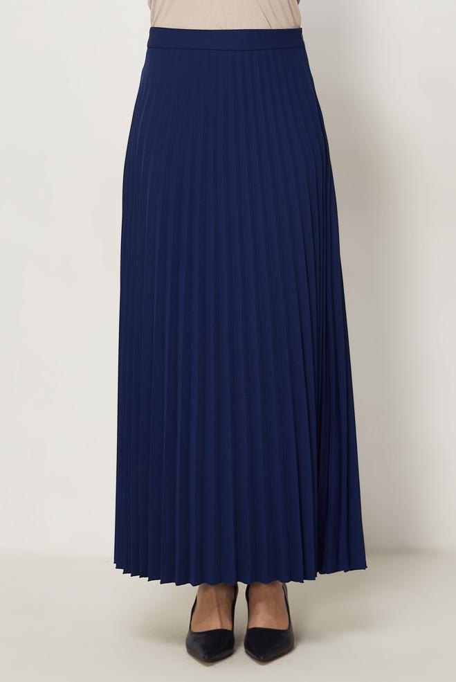 Hijab-Kleidung NAVY BLAU FALTENROCK 60755 - ALVİNA