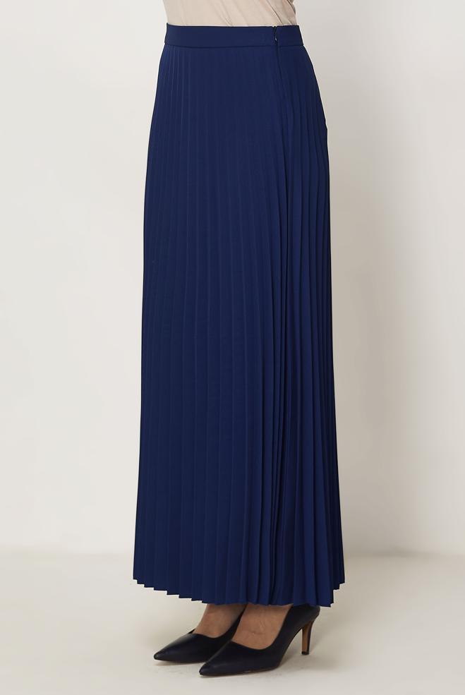 Hijab-Kleidung NAVY BLAU FALTENROCK 60755 - ALVİNA