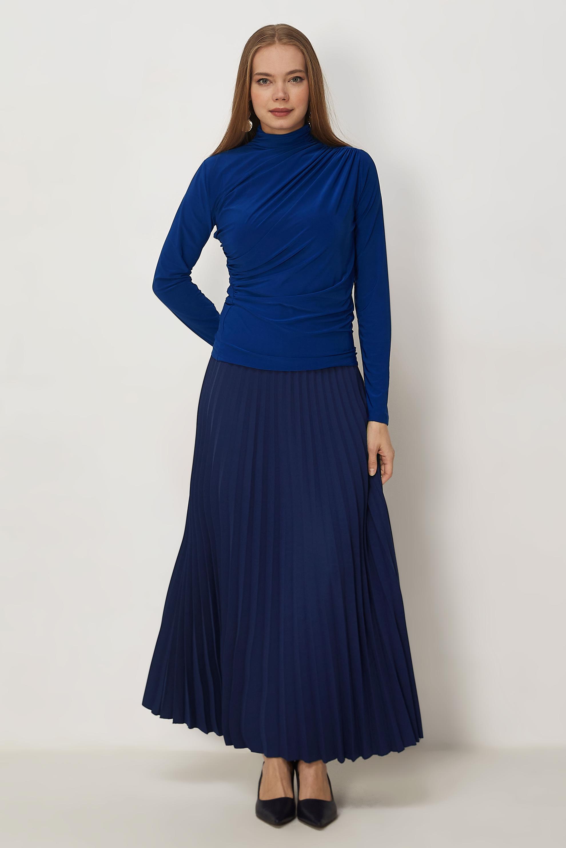 Hijab-Kleidung NAVY BLAU FALTENROCK 60755