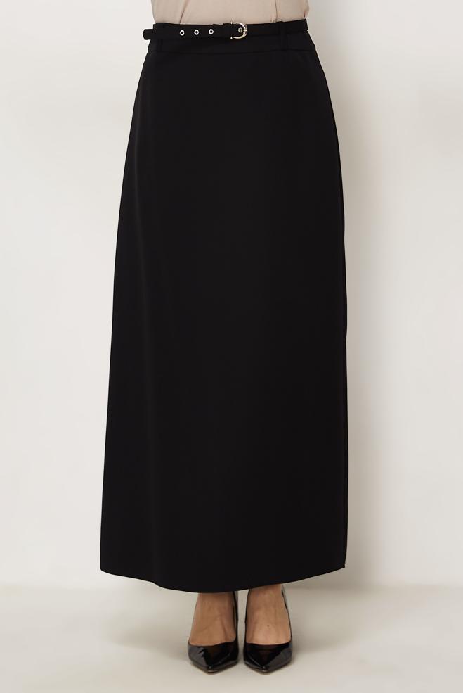Hijab clothing BLACK BELTED SKIRT 60756 - ALVİNA